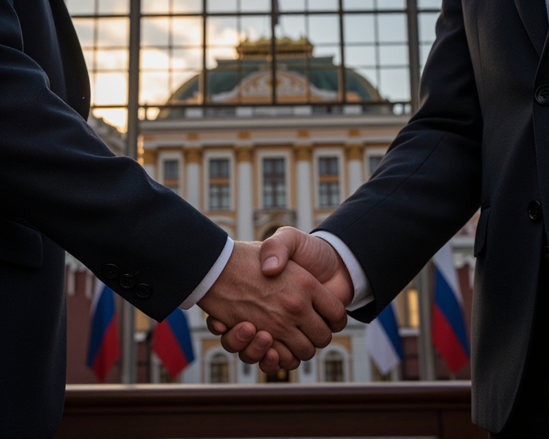 Diplomatic Handshake in Moscow