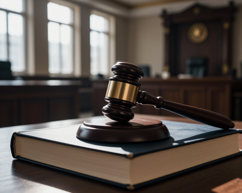 Judicial Gavel in Korean Courtroom